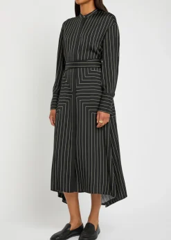 Orlana striped silk-blend midi shirt dress