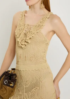 Ornella bead-embellished crochet maxi dress