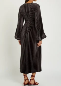 Ortiz pleated satin midi dress