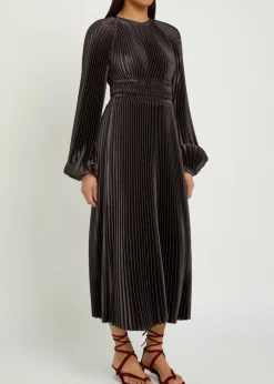Ortiz pleated satin midi dress