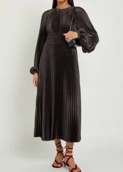 Ortiz pleated satin midi dress