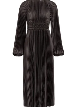 Ortiz pleated satin midi dress
