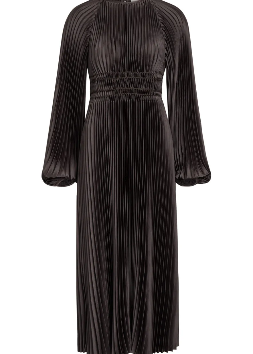 Ortiz pleated satin midi dress