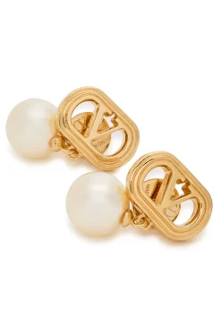 Ovalette VLogo Swarovski® pearl-embellished earrings