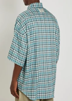 Oversized checked woven shirt