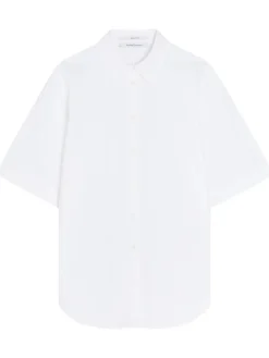 Oversized short-sleeve cotton-poplin shirt