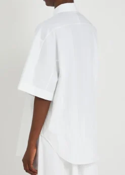 Oversized short-sleeve cotton-poplin shirt