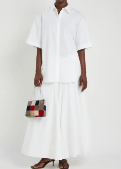 Oversized short-sleeve cotton-poplin shirt