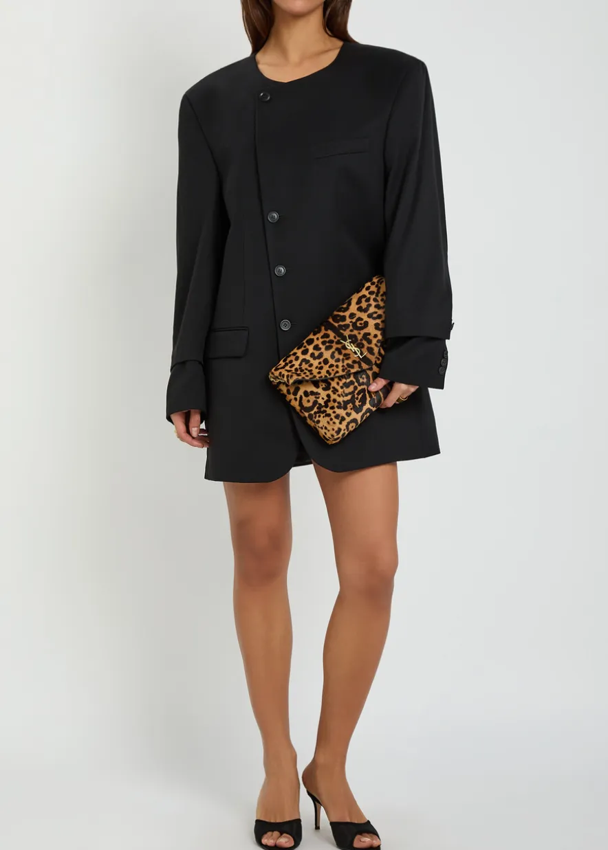 Oversized wool-blend mini blazer dress