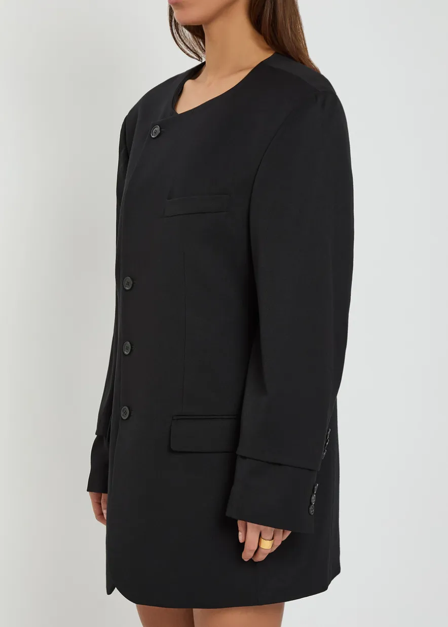 Oversized wool-blend mini blazer dress