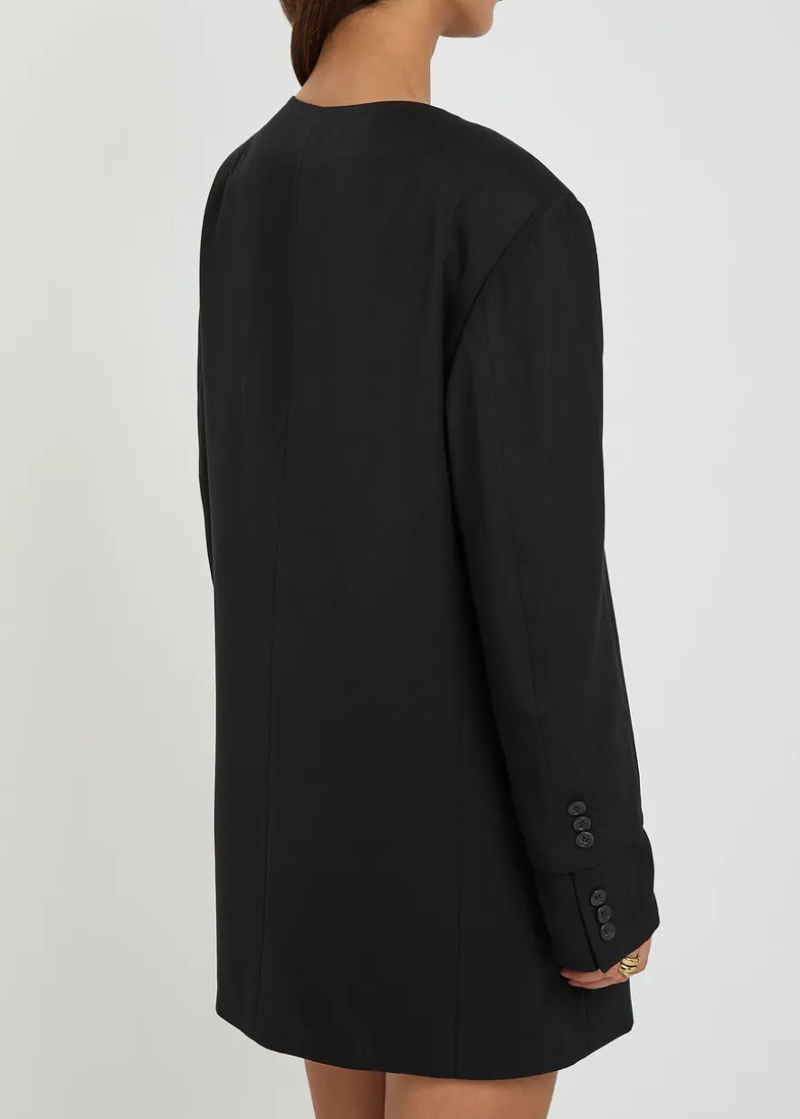 Oversized wool-blend mini blazer dress