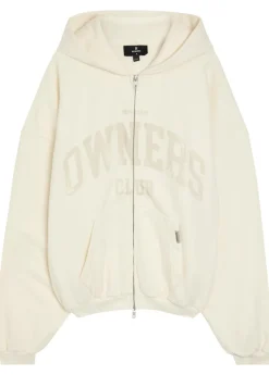 Owners printed hooded zip-through cotton sweatshirt