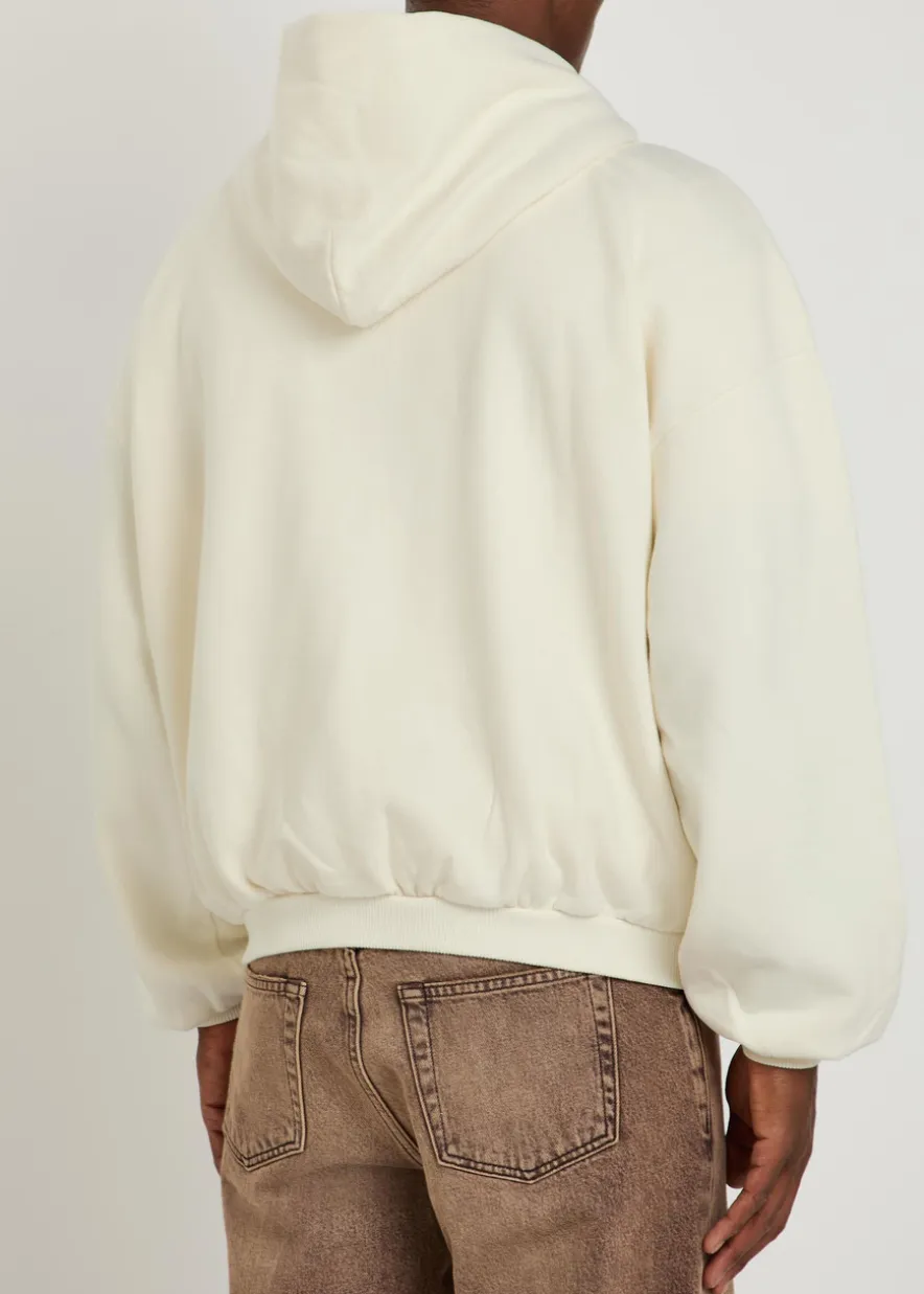 Owners printed hooded zip-through cotton sweatshirt