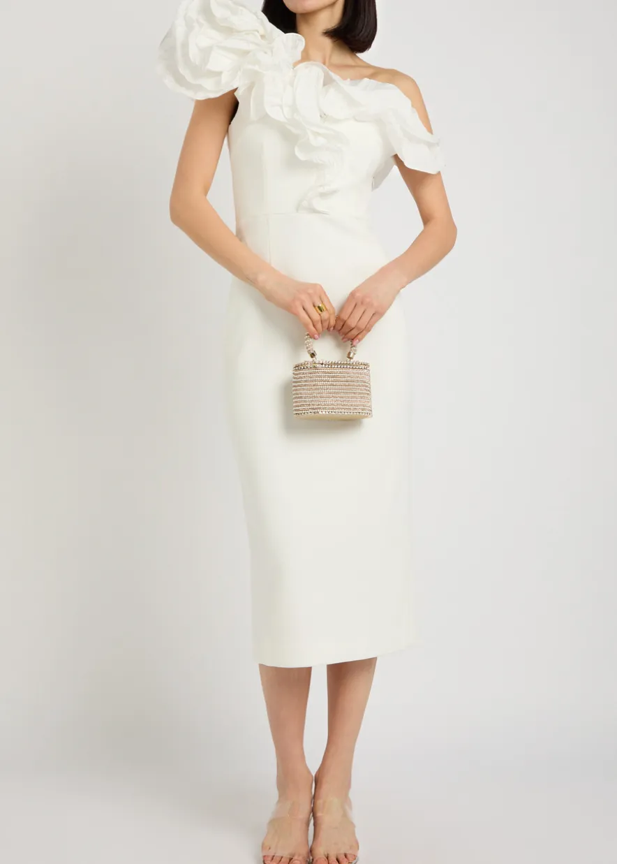 Ozias ruffled crepe midi dress