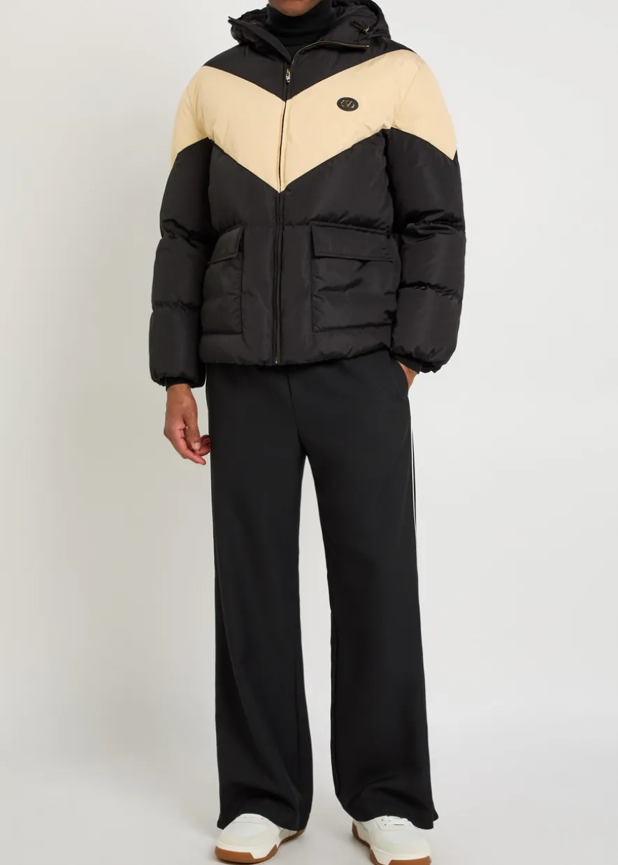 Padded colour-blocked shell jacket