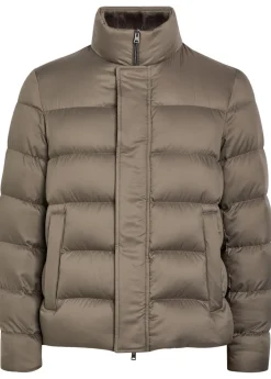 Padded fur-collar shell jacket