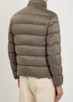 Padded fur-collar shell jacket