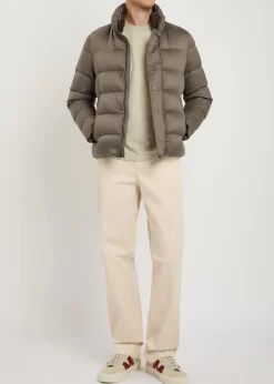Padded fur-collar shell jacket