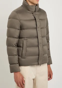 Padded fur-collar shell jacket