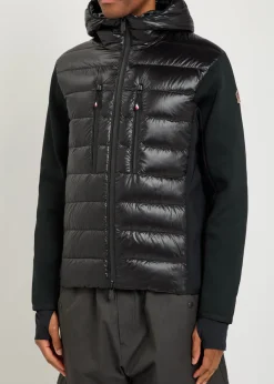 Padded hooded close-knit and nylon jacket