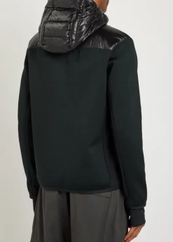 Padded hooded close-knit and nylon jacket
