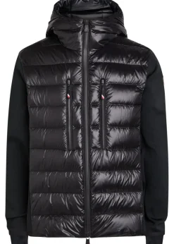 Padded hooded close-knit and nylon jacket