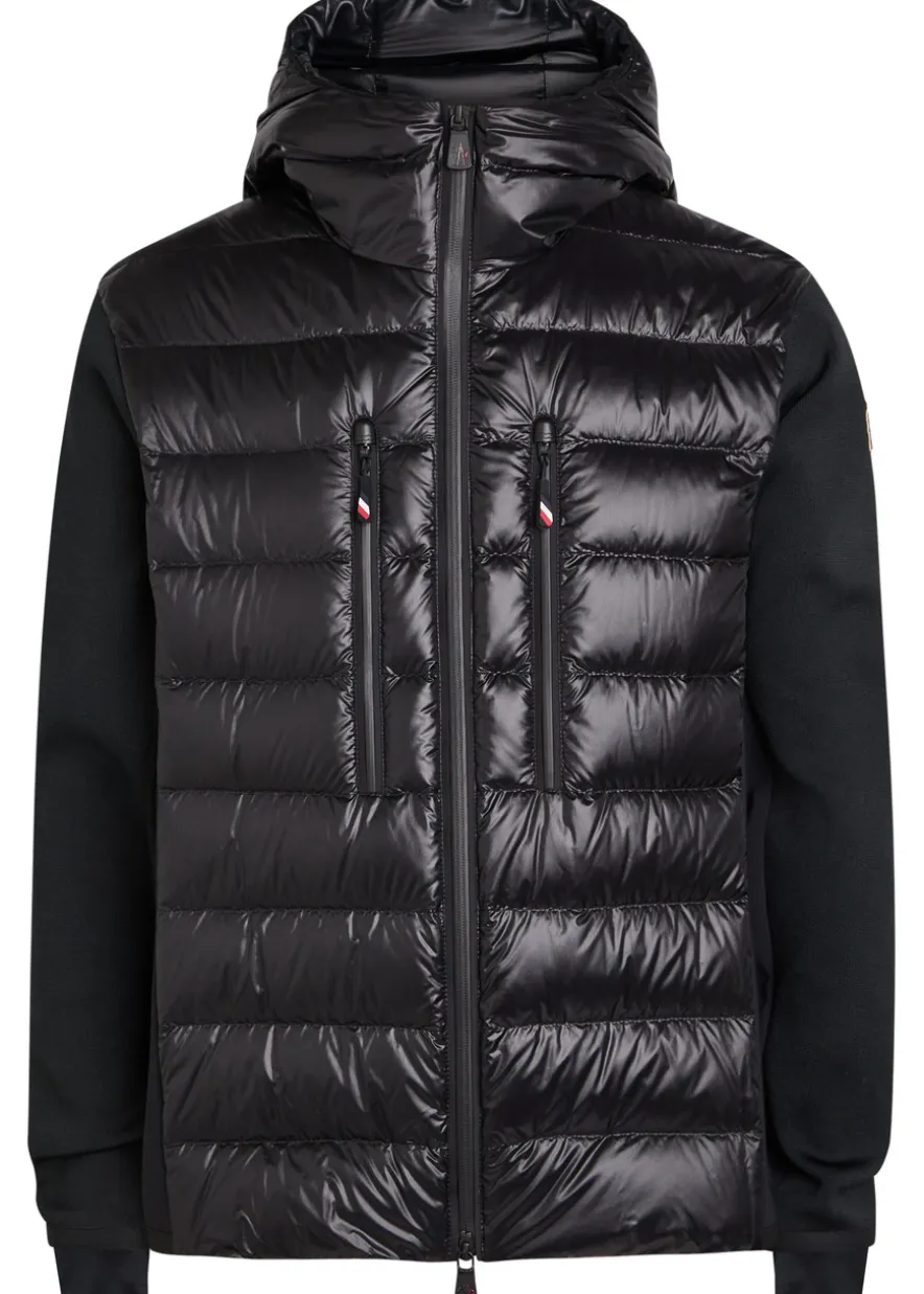 Padded hooded close-knit and nylon jacket