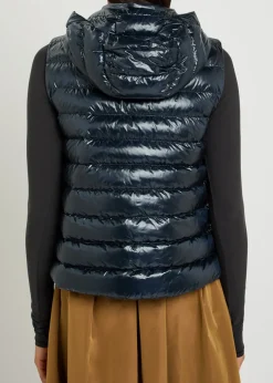 Padded hooded glossed shell gilet