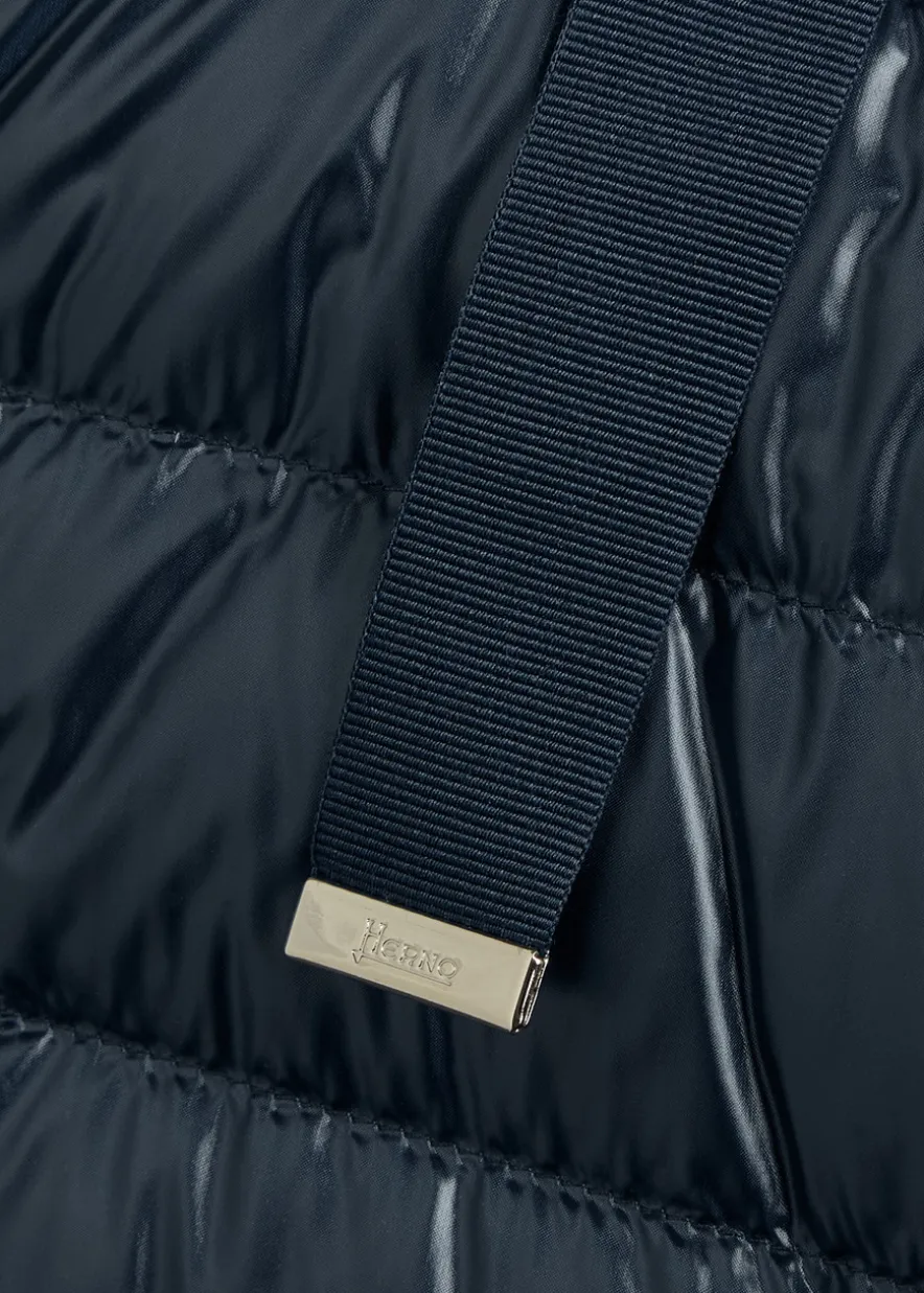 Padded hooded glossed shell gilet