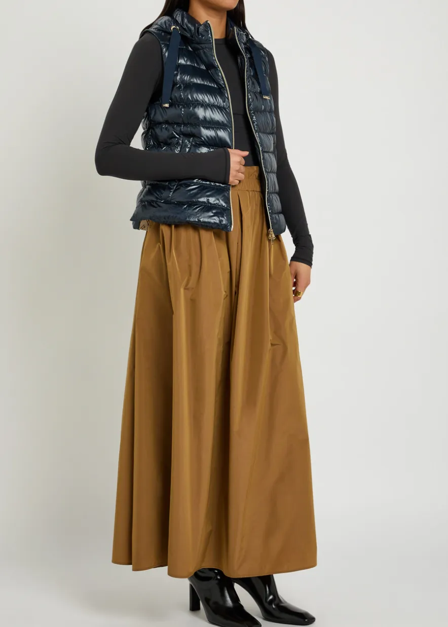 Padded hooded glossed shell gilet