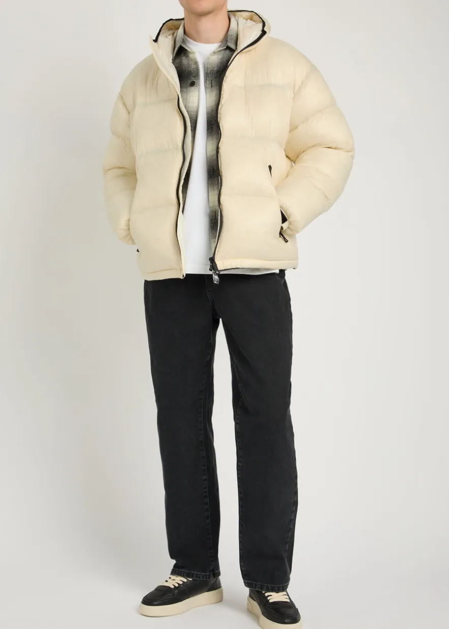 Padded hooded nylon jacket