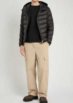 Padded hooded nylon jacket