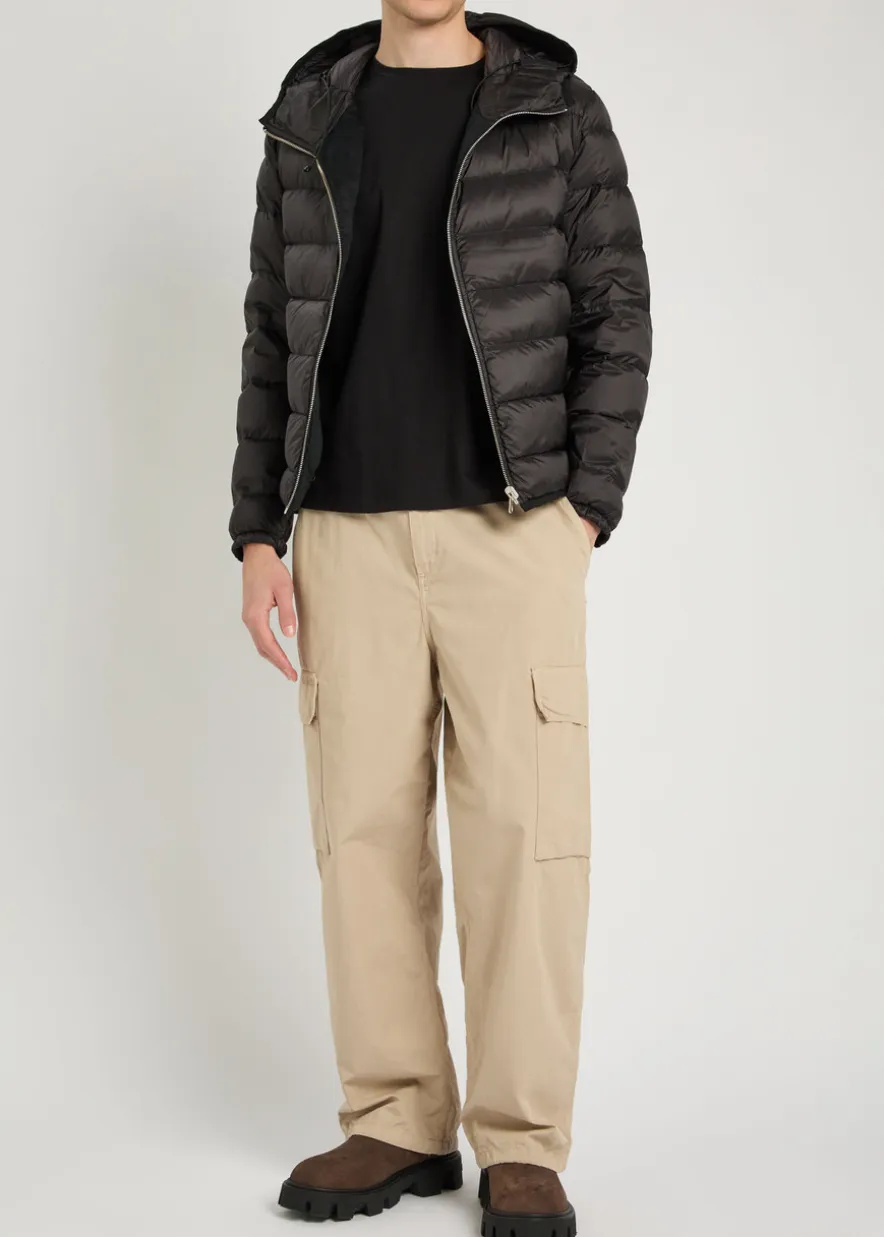 Padded hooded nylon jacket