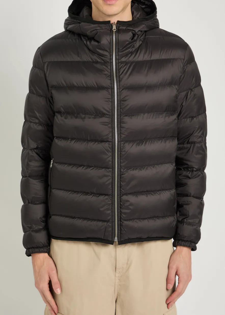 Padded hooded nylon jacket