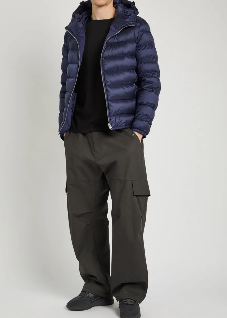 Padded hooded nylon jacket