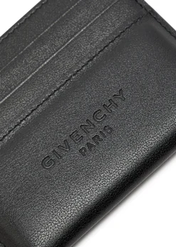 Padded logo leather card holder