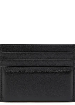 Padded logo leather card holder