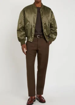 Padded satin bomber jacket