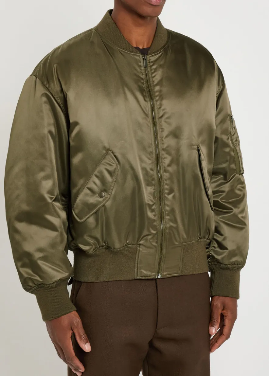 Padded satin bomber jacket