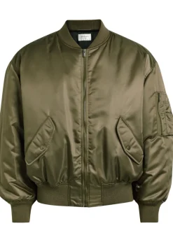 Padded satin bomber jacket