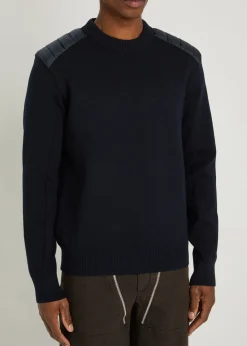 Padded-shoulder shell and wool-blend jumper