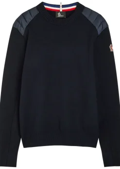Padded-shoulder shell and wool-blend jumper