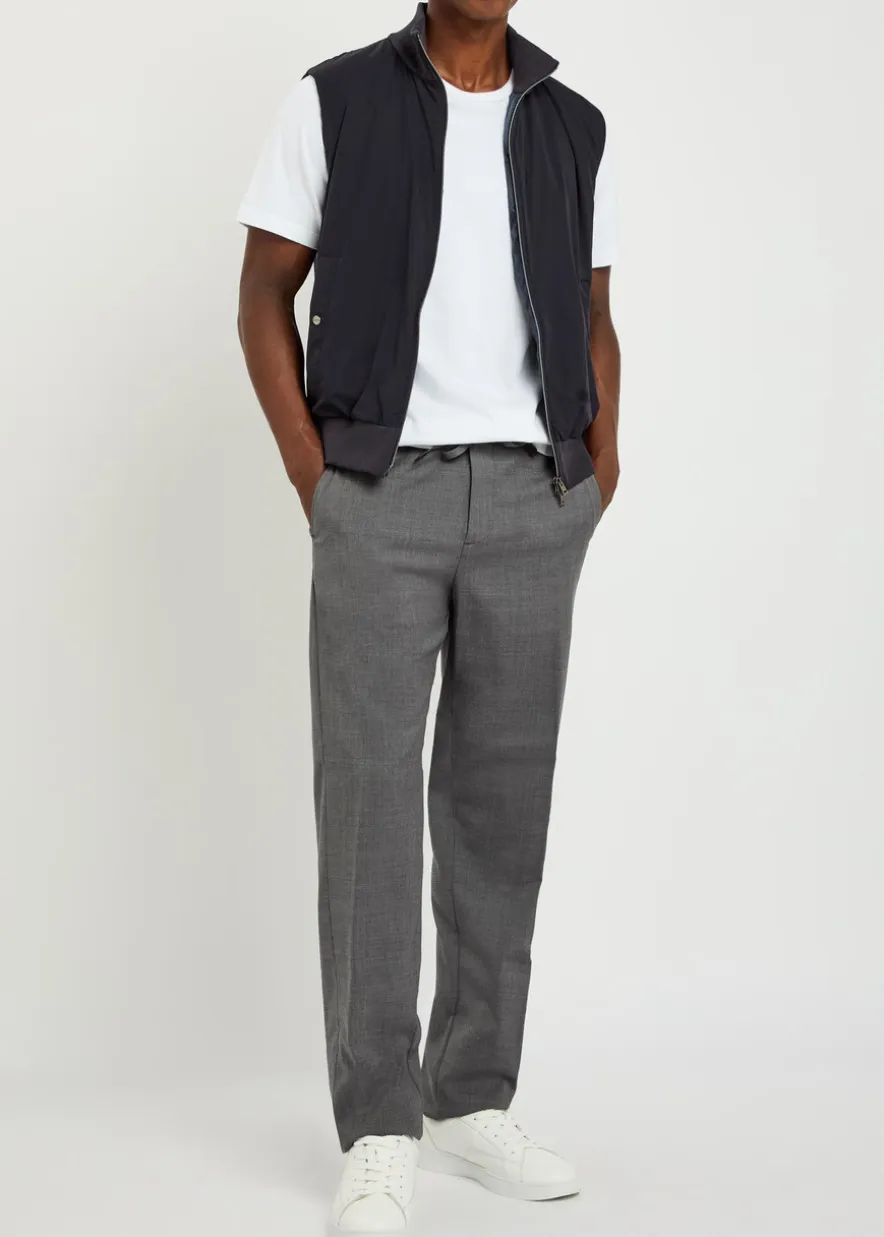 Padded stretch-shell and cotton-knit gilet