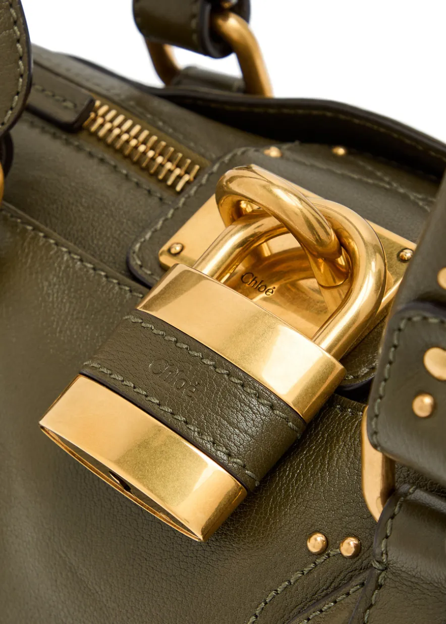 Paddington padlock grained leather shoulder bag