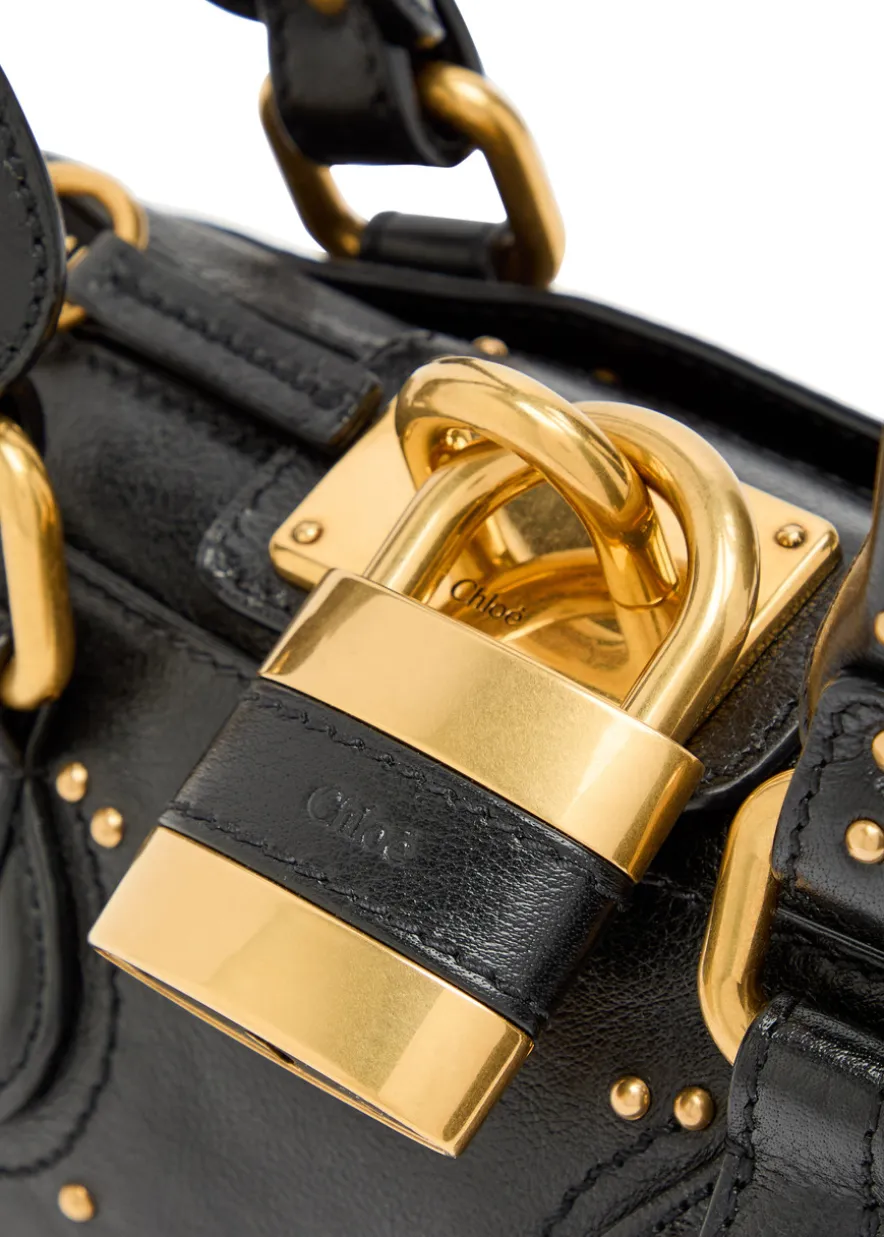 Paddington padlock grained leather shoulder bag