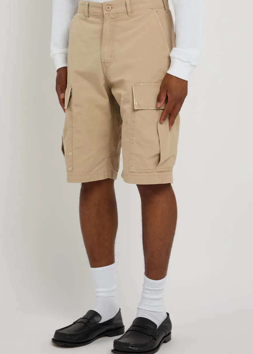 Paint-splatter cotton cargo shorts