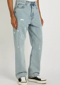Paint splatter straight-leg denim jeans