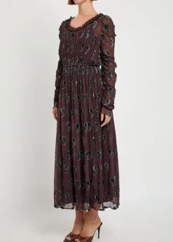 Paisley-devoré silk-blend midi dress