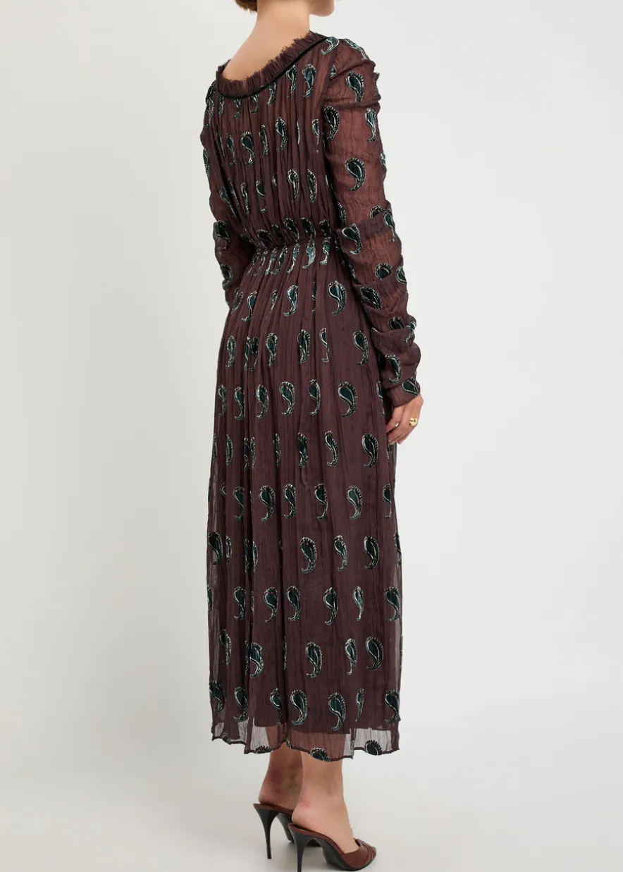Paisley-devoré silk-blend midi dress