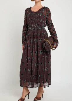 Paisley-devoré silk-blend midi dress